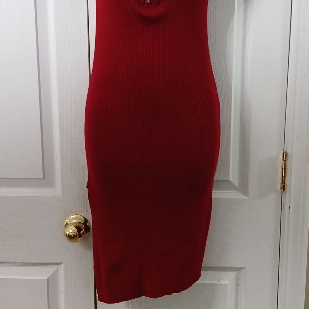 Love J ribbed  fitted sweater cold shoulder dress holiday party Christmas Sz M - Picture 2 of 6